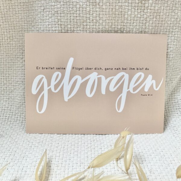 Holzschild „geborgen“ inkl. Postkarte – Bild 5