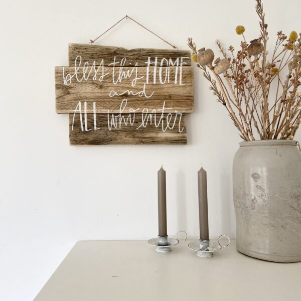 Holzschild „bless this home & all who enter“ – Bild 2